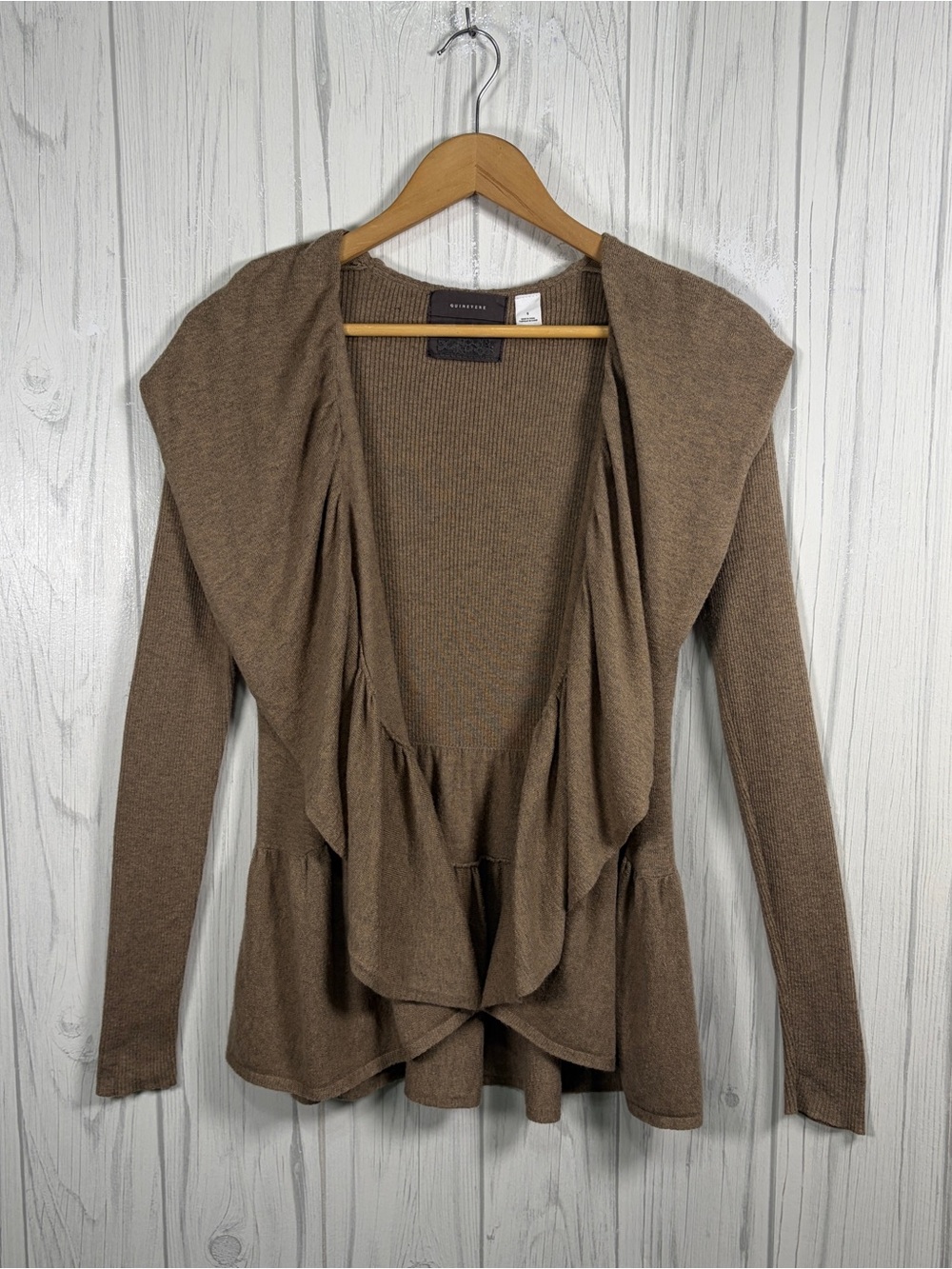 ANTHROPOLOGIE | GUINEVERE Ruffled Circle Cardigan Cotton/Cashmere Blend,‎ Small